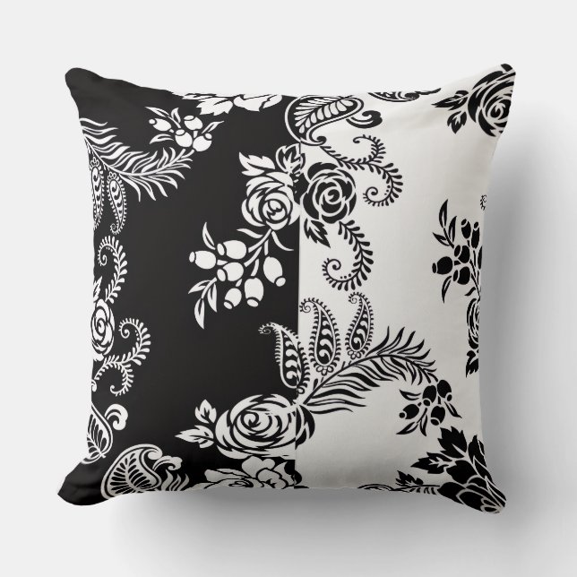 Almohada decorativa con patrón floral monocromo mo (Anverso)