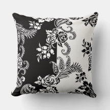 Almohada decorativa con patrón floral monocromo mo