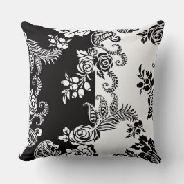 Almohada decorativa con patrón floral monocromo mo