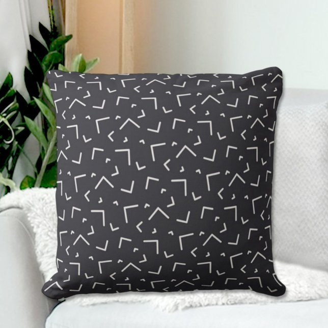 Almohada decorativa con patrón Memphis negro (Subido por el creador)