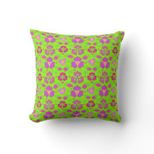 Almohada decorativa con patrón Ogee verde y magent