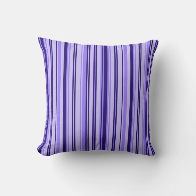 Almohada decorativa con rayas violetas (Anverso)