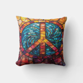 Almohada decorativa con signo de paz en mosaico