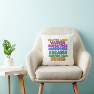 Almohada decorativa con texto de arcoíris de las d