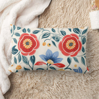 Almohada decorativa con un diseño floral vibrante