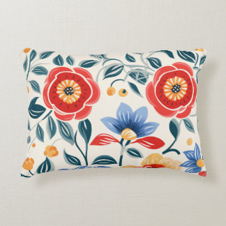 Almohada decorativa con un diseño floral vibrante