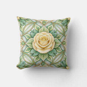 Almohada decorativa con una rosa amarilla