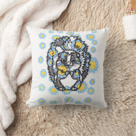 Almohada decorativa con zorrillo lindo y flores az