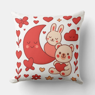 Almohada decorativa Conejo y Oso Luna Corazón