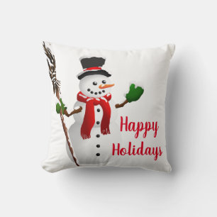 Almohada decorativa-Copos de nieve y muñeco de nie