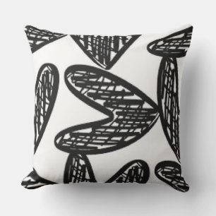 Almohada Decorativa Corazón Abstracto Negro