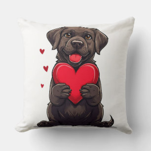 Almohada Decorativa Corazón Perro Labrador Marrón 