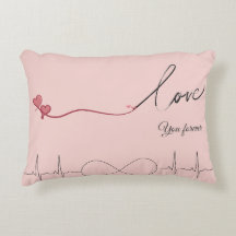 Almohada Decorativa Corazón Romántico y EKG "Te Am