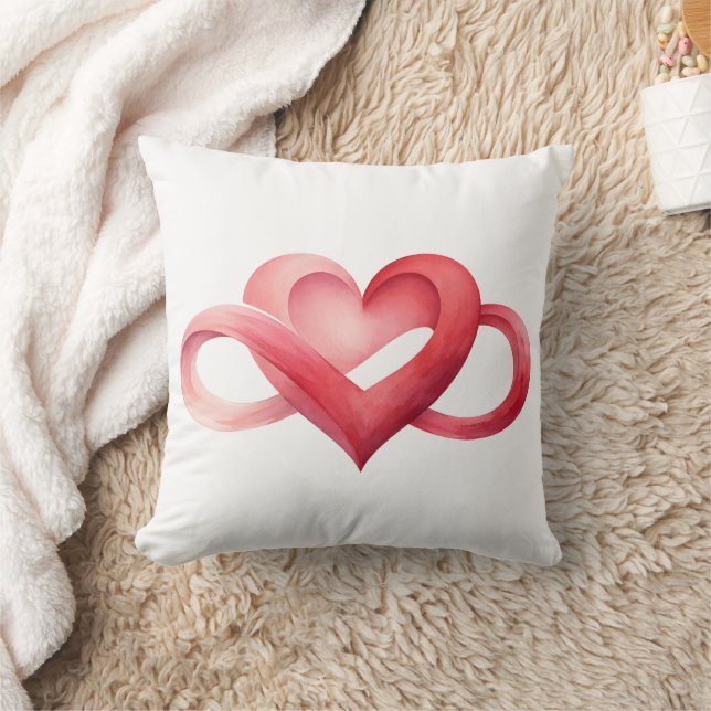 Almohada Decorativa Corazón Rosa Infinito Acuarela (Manta)