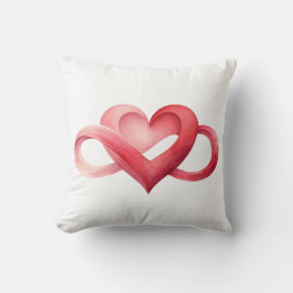Almohada Decorativa Corazón Rosa Infinito Acuarela