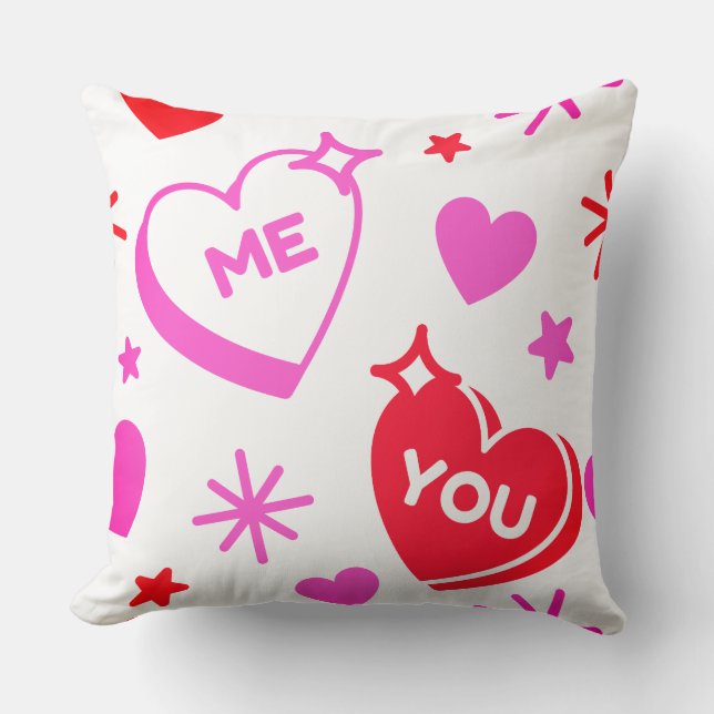 Almohada Decorativa Corazones Románticos Tú y Yo (Anverso)