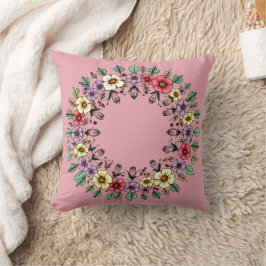 Almohada decorativa Corona Floral Rosa