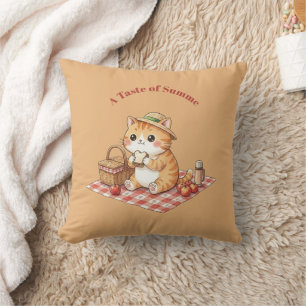 Almohada decorativa Cottagecore de gato jengibre a