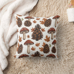 Almohada decorativa Cozy Cabin-Core Hongos y Piñas