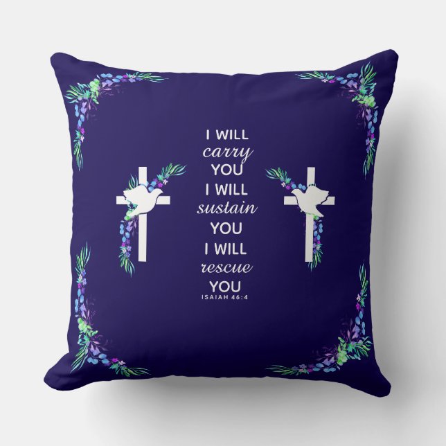 Almohada decorativa cristiana con cruz de versícul (Anverso)