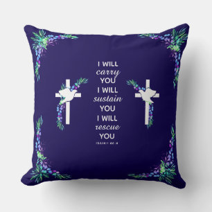 Almohada decorativa cristiana con cruz de versícul