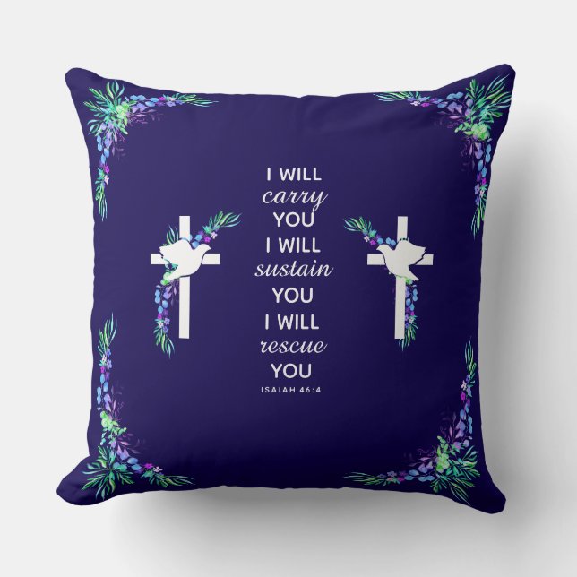 Almohada decorativa cristiana con cruz de versícul (Anverso)