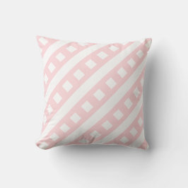 Almohada Decorativa Cuadrada de Raya Rosa y Blanca