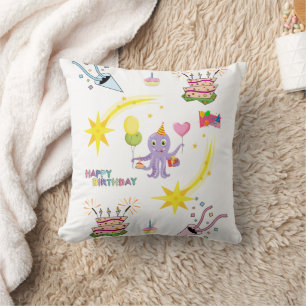 Almohada Decorativa, Cumpleaños Feliz Pulpo Cupcak