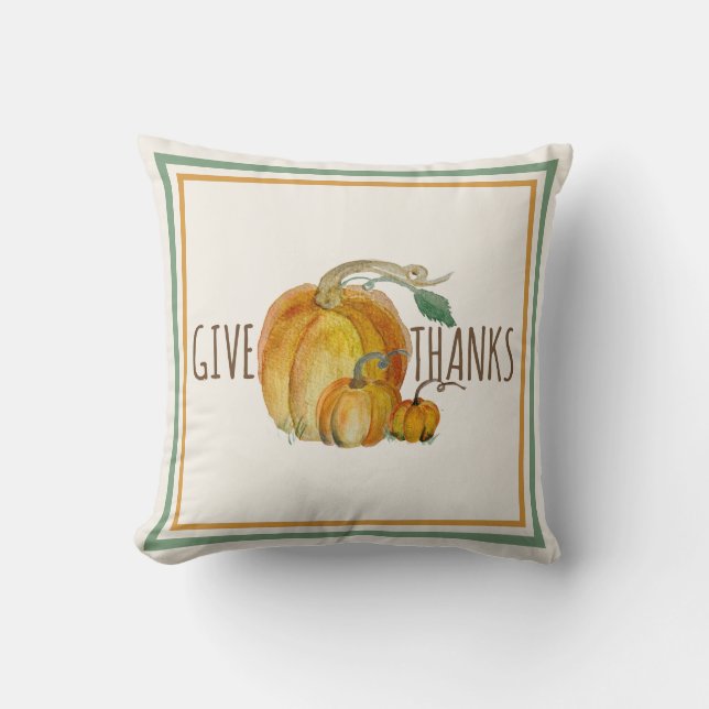Almohada Decorativa: Dar Gracias Calabaza Bendició (Anverso)