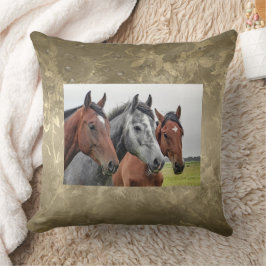 Almohada decorativa de 3 cabezas de caballo para e