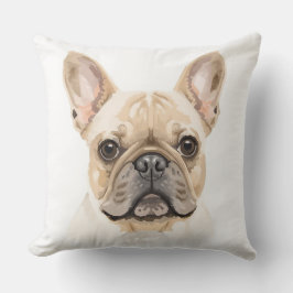 Almohada Decorativa de Acuarela de Bulldog Francés