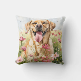 Almohada decorativa de acuarela de Labrador Retrie
