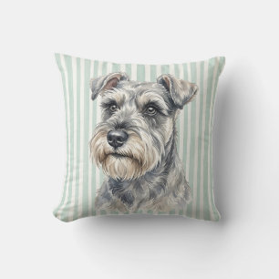 Almohada decorativa de acuarela de Schnauzer minia