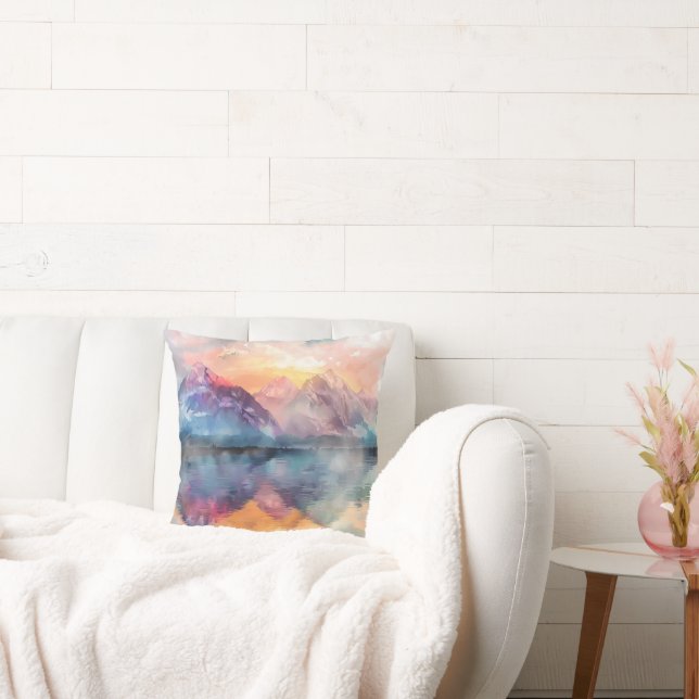 Almohada decorativa de acuarela – Reflexión de Mon (Sofá)