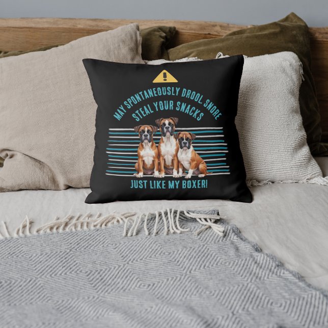 Almohada Decorativa de Advertencia de Perro Boxer  (Subido por el creador)