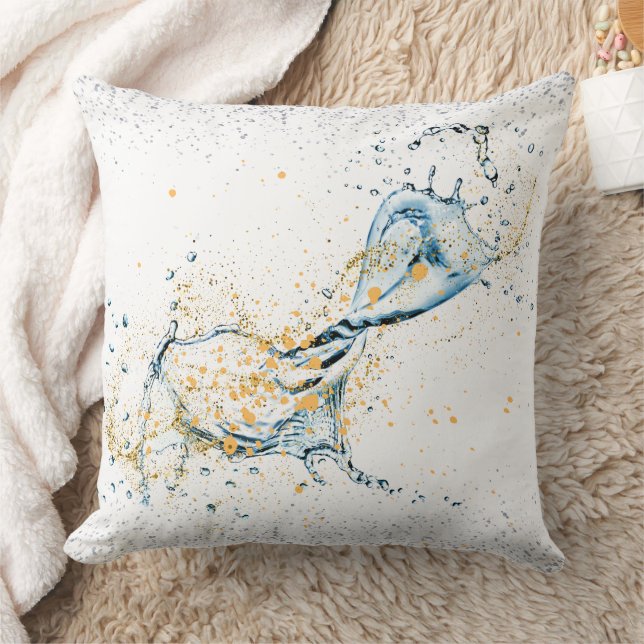 Almohada decorativa de agua salpicada en oro y pla (Manta)