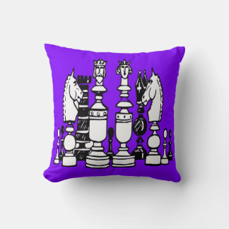 Almohada decorativa de ajedrez negra blanca morada