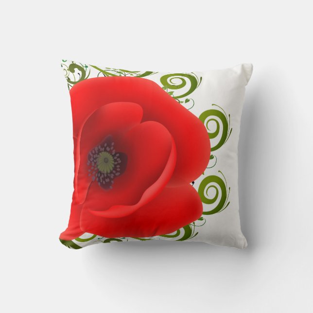 Almohada decorativa de amapola roja (Anverso)