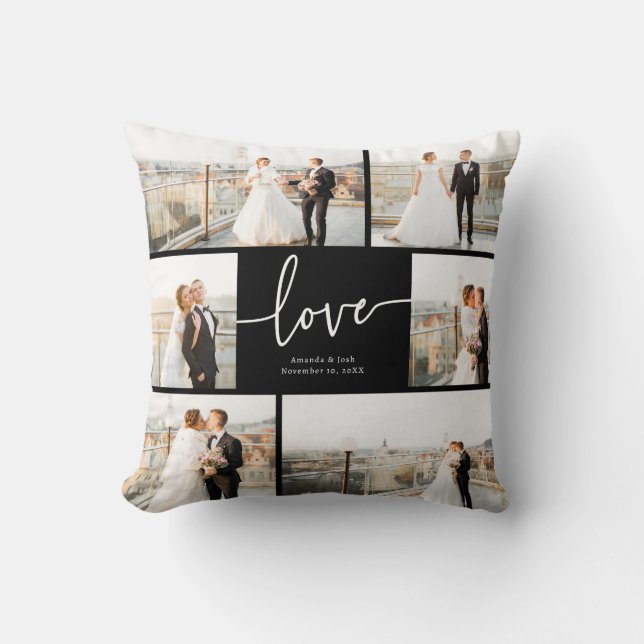 Almohada decorativa de amor en blanco y negro (Anverso)