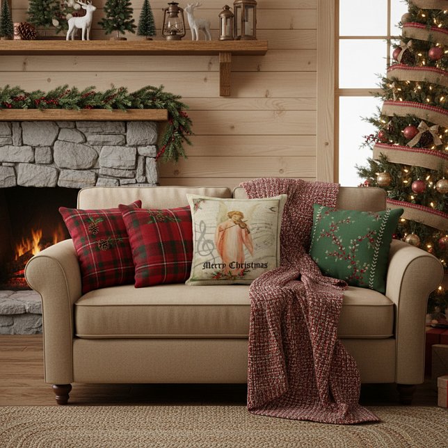 Almohada decorativa de ángel de Navidad en arpille (Subido por el creador)