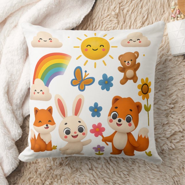 Almohada decorativa de animales arcoíris caprichos (Manta)