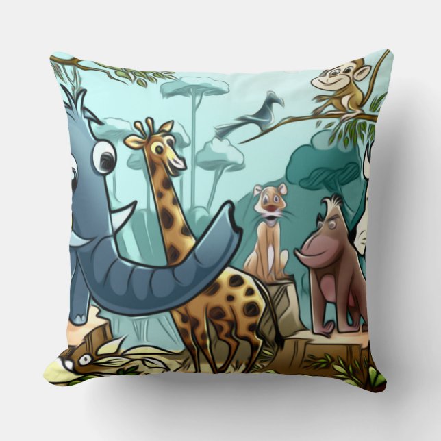 Almohada Decorativa de Animales del Bosque (Anverso)