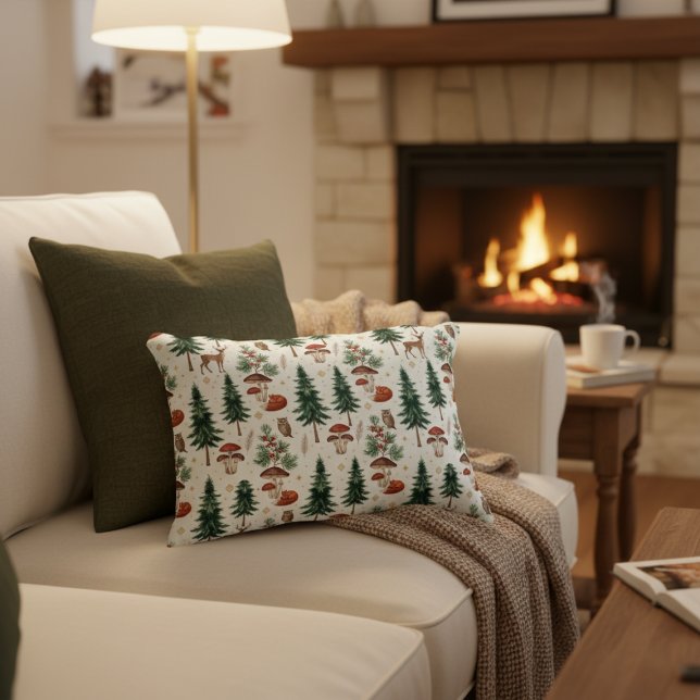 Almohada Decorativa de Animales del Bosque Inverna (Winter Woodland Forest Animals Decorative Pillow)