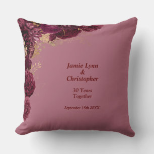 Almohada decorativa de aniversario de boda con flo