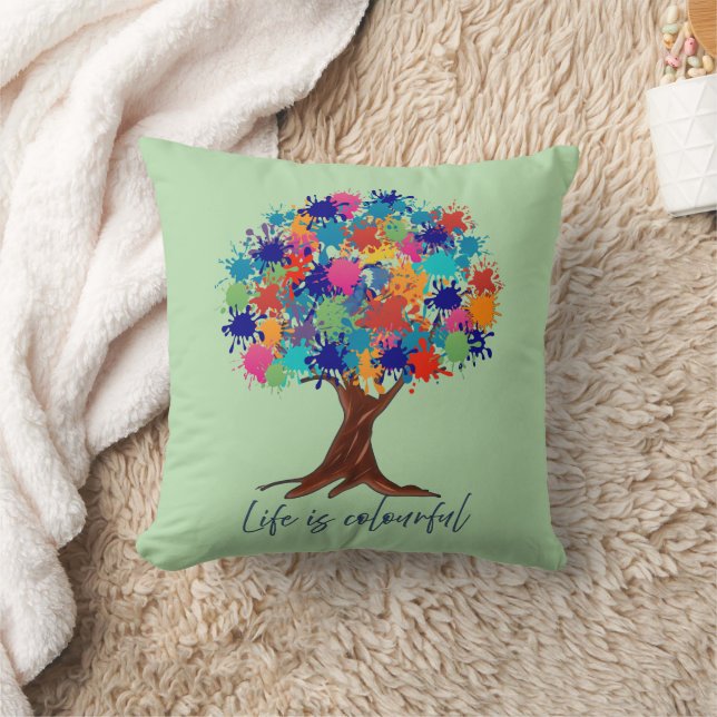Almohada Decorativa de Árbol con Salpicaduras de P (Manta)