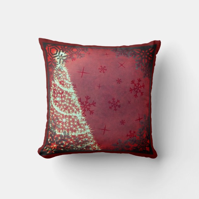 Almohada decorativa de árbol de Navidad rojo (Anverso)