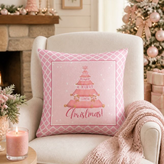 Almohada decorativa de árbol de Navidad rosa (Subido por el creador)