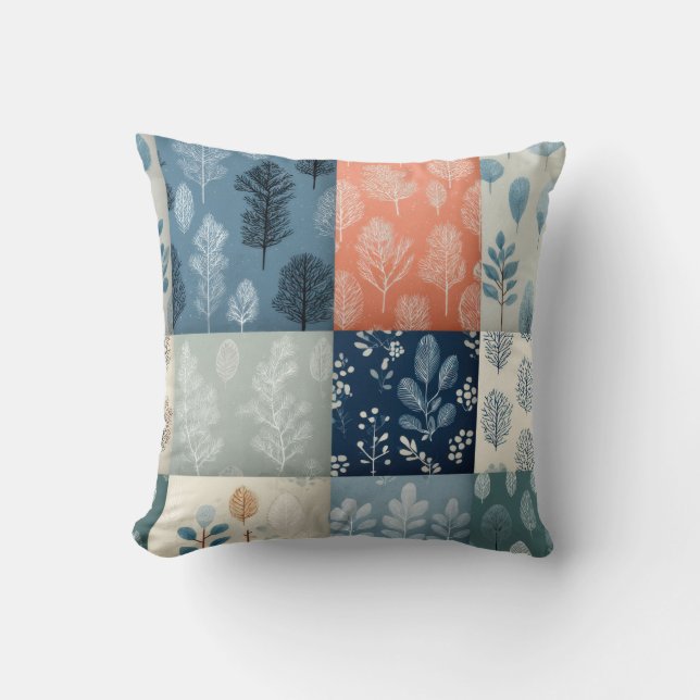 Almohada decorativa de árboles forestales con patc (Anverso)