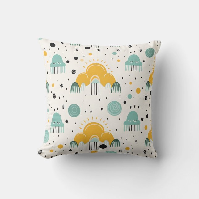 Almohada decorativa de arcoíris y nube (Anverso)