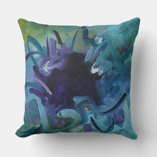 Almohada decorativa de arte azul abstracto para de